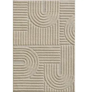 Tapis - NAZAR RUGS - TURIN - Géométrique en relief - Beige - 80x250 cm pas cher