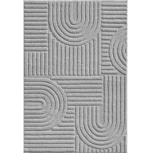 Tapis - NAZAR RUGS - TURIN - Gris - 80x250 cm - Motif géométrique en relief pas cher