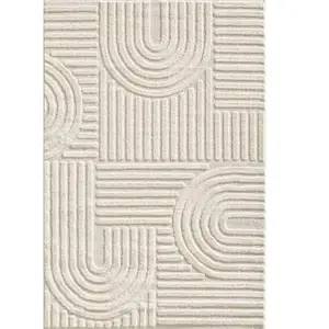 Tapis - NAZAR RUGS - TURIN - Géométrique en relief - Crème - 240x340 cm