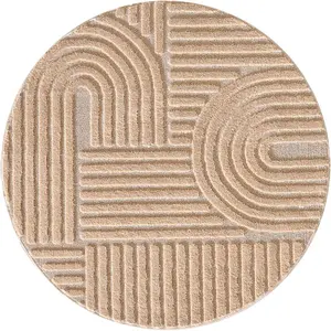 Tapis - NAZAR RUGS - TURIN - Géométrique en relief - Rose - D 80 cm pas cher