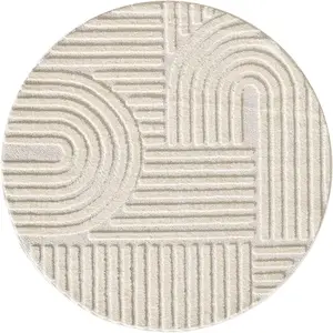 Tapis - NAZAR RUGS - TURIN - Géométrique en relief - Crème - D 200 cm pas cher