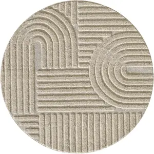 Tapis - NAZAR RUGS - TURIN - Beige - Géométrique - D 160 cm pas cher