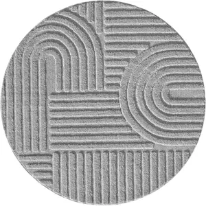 Tapis - NAZAR RUGS - TURIN - Gris - Motif géométrique - D 120 cm pas cher