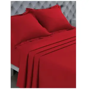 Drap plat 1 personne 180x290 cm 100% COTON ROUGE pas cher