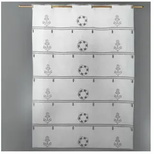 Modulable en étamine brodée Marine Gris clair 58x220 cm pas cher
