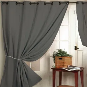 Rideau 100% Occultant Ignifugé M1 Non Feu Gris 240x260 cm
