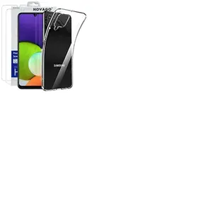 Coque gel transparente pour Samsung Galaxy A22 4G et 2 protections écran verre trempé [Novago®] pas cher