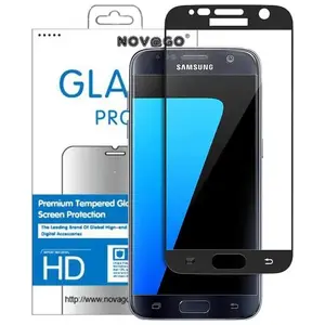 NOVAGO Compatible Samsung Galaxy S7 - film protection écran en Verre trempé résistant Anti explosion d'écran ( Noir ) pas cher