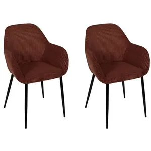 Lot de 2 Fauteuils Côtelé "Scott" 85cm TerracottaVendu parcdiscount