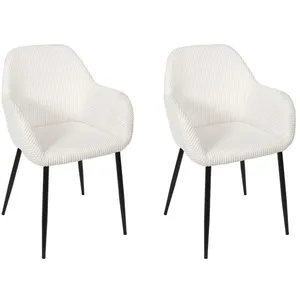 Lot de 2 Fauteuils Côtelé "Scott" 85cm Beige pas cher