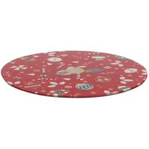 HOME DECO FACTORY Plateau de Présentation Tournant "Noël" 28cm Rouge pas cher