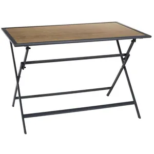 Table pliable en métal anthracite et effet bois Barcelone 110 x 70 cm pas cher