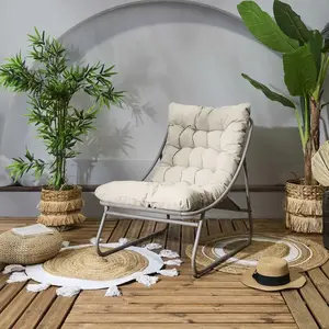 Fauteuil détente de jardin en métal Dolce vita beige pas cher