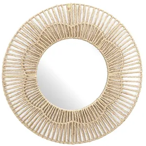HOME DECO FACTORY Miroir Mural Déco "Rond" 50cm Naturel