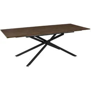 Table - Home Deco Factory - Tiffany - Extensible - 6 à 8 Personnes - Marron Et Noir pas cher