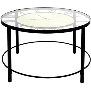 Table Basse Design "horloge" 90cm Noir - Paris Prix pas cher