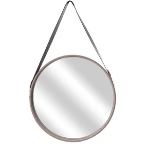 HOME DECO FACTORY Miroir rond avec anse PU - Bois - 50 cm - M6Vendu parcdiscount