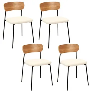 Chaises - HOME DECO FACTORY - Chaise à bouclette "Loki" - Blanc/Noir -... pas cher