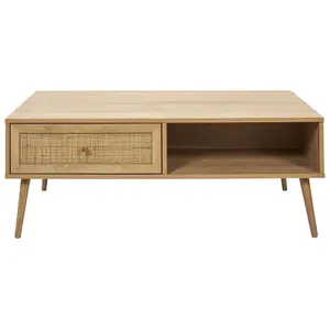 Maisonetstyles Table Basse 1 Tiroir 110x59x41,4 Cm En Rotin pas cher