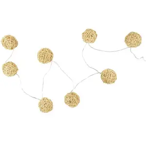 Guirlande Lumineuse 8 Led Boule Rotin 156cm Naturel - Paris Prix pas cher