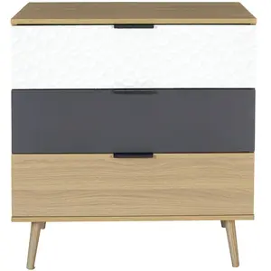HOME DECO FACTORY Commode 3 tiroirs modèle Sven - H. 100 cm - Bois - Contemporain - Design pas cher