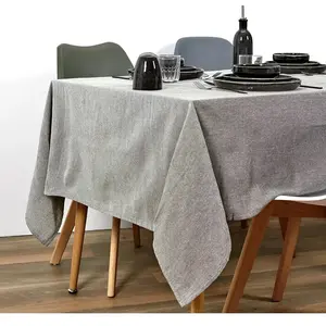 THE HOME DECO FACTORY Nappe Coton Vert Olive 140X250cm Art de la Table Service de Table Textile de Table pas cher