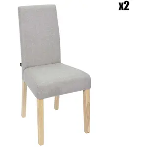 Lot de 2 Chaises - HOME DECO FACTORY - Lena - Élégantes - Gris clair pas cher