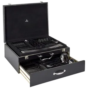 PARIS PRIX Ménagère 84 Pièces En Inox Coffret En Bois Avec Tiroir pas cher