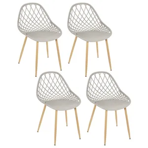 PARIS PRIX Lot De 4 Chaises Extérieur "Malaga" Avec Pieds En Fer - Taupe Et Beige - L 52.3 X H 83.4 X L 53.3 Cm pas cher