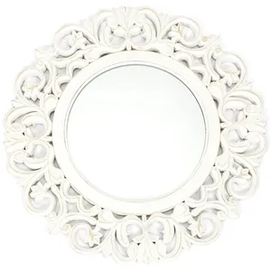 Miroir Mural En Bois Sculpté "charme" 60cm Blanc - Paris Prix pas cher