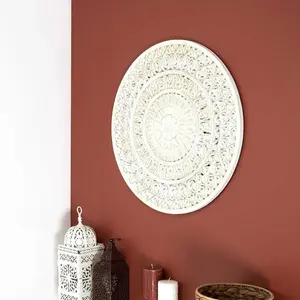 Décoration Murale Ronde en Bois Doré 60cm pas cher
