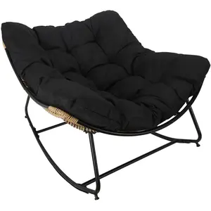The Home Deco Factory Fauteuil de jardin à bascule Tulum Noir (coussin) pas cher