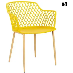 Lot De 4 Fauteuils Design "malaga" 80cm Jaune - Paris Prix pas cher