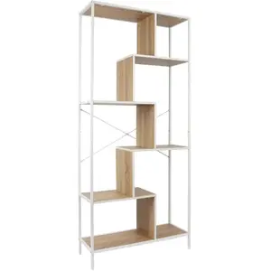 Comparateur de prix : Etagère En Bois Et Métal Blanc Edison 80 X 30 X 180 Cm
