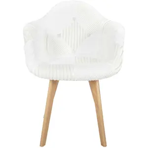 Fauteuil scandinave patchwork blanc Blanc pas cher