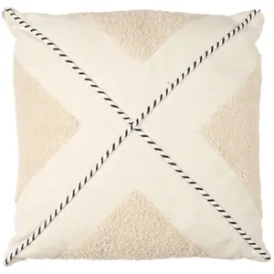 Coussin - HOME DECO FACTORY - Tufté - Géométrique - Beige
