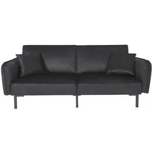 Canapé Convertible en Velours "Giulia" 198cm Noir pas cher