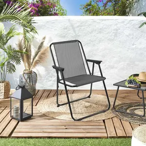 Home Deco Factory camping/strand stoel - aluminium - inklapbaar - grijs - L45 x B54 x H84 cm - klapstoelen pas cher