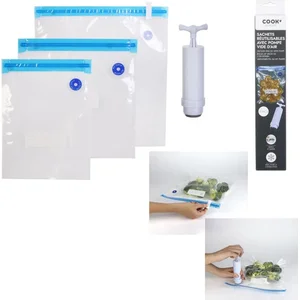 Sachets COOK CONCEPT vide d'air x4 avec pompe pas cher