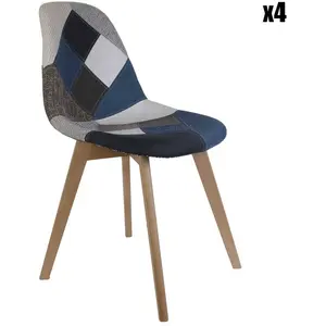 AC-DÉCO Lot de 2 chaises Patchwork - Bleu pas cher