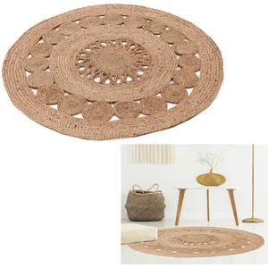 THE HOME DECO FACTORY Tapis Rond Jute AjoureVendu parcdiscount