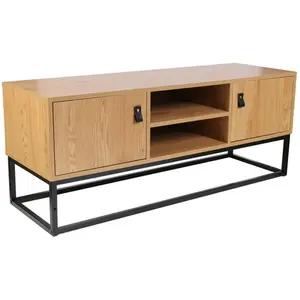 THE CONCEPT FACTORY Meuble TV design bois et métal Abbott - L. 117 x H. 48 cm - Noir pas cher