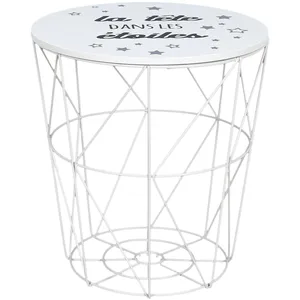 AC-DÉCO Tables & bureaux - Table d'appoint avec rangement - Tête dans les étoiles - D 30 cm - Blanc pas cher