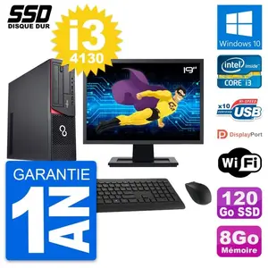 PC Fujitsu E920 DT Ecran 19" Intel i3-4130 RAM 8Go SSD 120Go Windows 1... pas cher