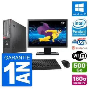 PC Fujitsu E920 DT Ecran 19" Intel G3220 RAM 16Go Disque 500Go Windows... pas cher