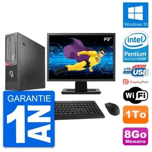 PC Fujitsu E920 DT Ecran 19" Intel G3220 RAM 8Go Disque Dur 1To Window... pas cher