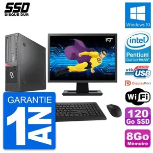 PC Fujitsu E920 DT Ecran 19" Intel G3220 RAM 8Go SSD 120Go Windows 10 ... pas cher