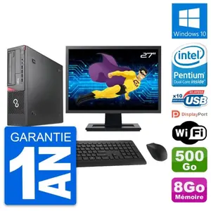 PC Fujitsu E920 DT Ecran 27" Intel G3220 RAM 8Go Disque 500Go Windows ... pas cher