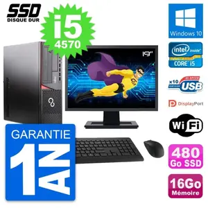PC Fujitsu E920 DT Ecran 19" Intel i5-4570 RAM 16Go SSD 480Go Windows ... pas cher