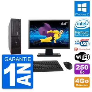 PC Fujitsu E700 DT Ecran 22" Intel G630 RAM 4Go Disque 250Go Windows 1... pas cher